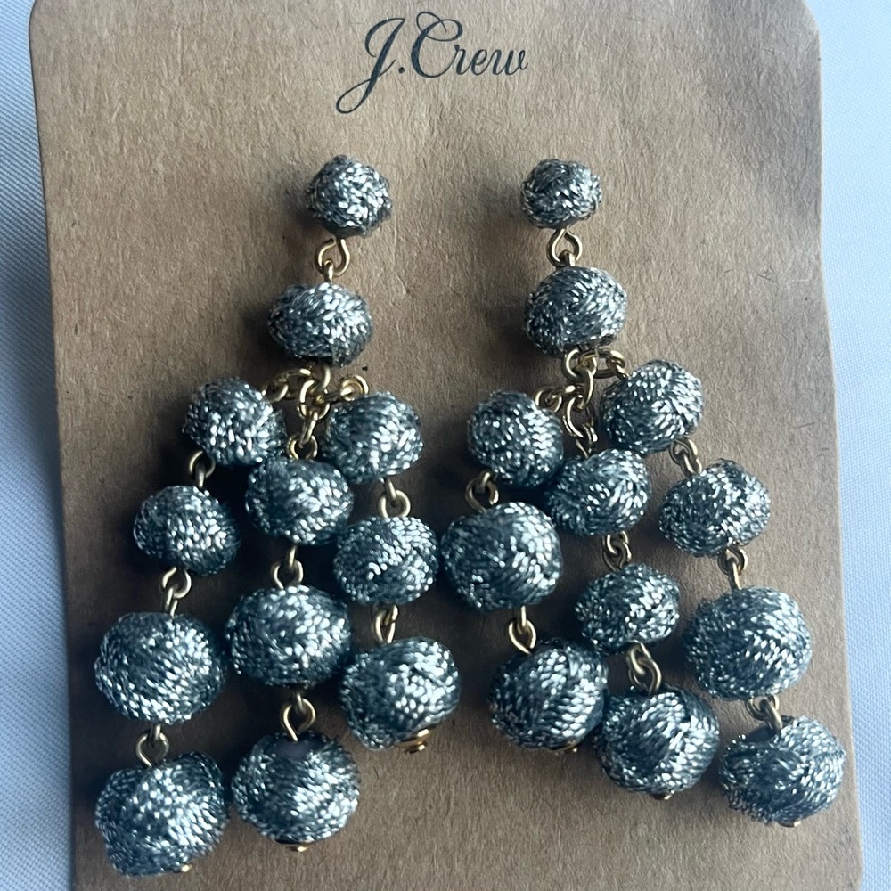 🪩 J. Crew Silver and Gold Cluster Statement Earrings